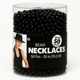 Black Bead Necklaces - 50 Pack, 30 Inches